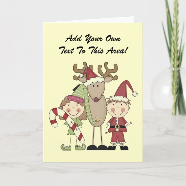 Reindeer and Elves T-shirts and Gifts Holiday Card (Front)