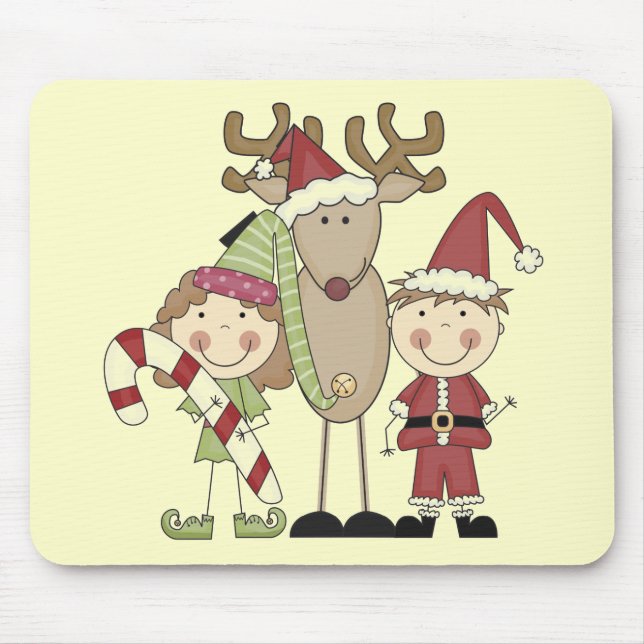 Reindeer and Elves T-shirts and Gifts Mouse Mat (Front)