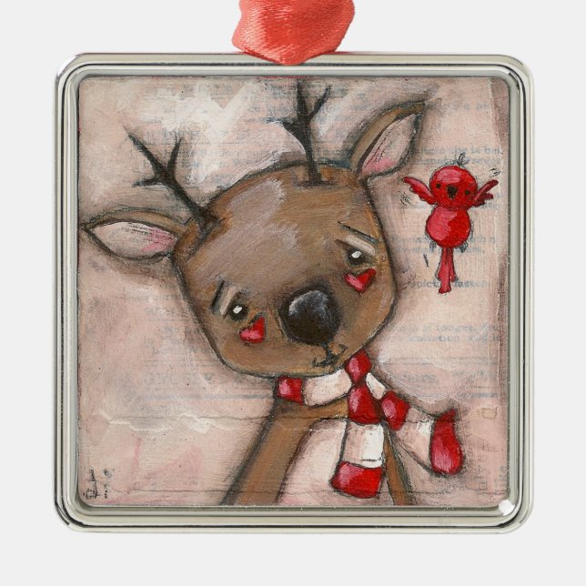 Reindeer and Friend - Ornament (Front)