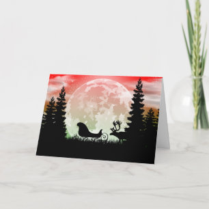 Reindeer and Sleigh Silhouette Holiday Card
