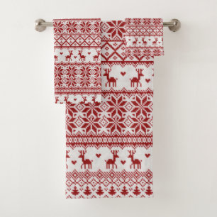 Reindeer and Snowflakes Bath Towel Set