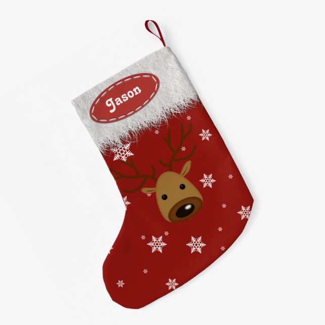Reindeer and Snowflakes - Christmas Stockings (Back (Hanging))