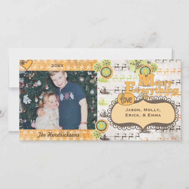 Reindeer and Snowflakes Holiday Photo Card (Front)