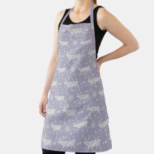 Reindeer and Snowflakes on Dusty Lavender Apron