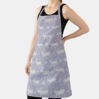 Reindeer and Snowflakes on Dusty Lavender Apron
