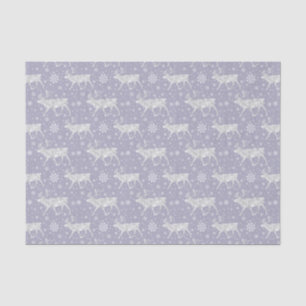 Reindeer and Snowflakes Pattern on Grey/Lavender Tissue Paper