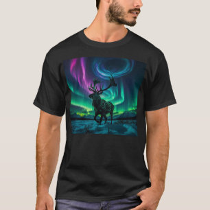 Reindeer and the Northern Lights Wildlife Design T-Shirt