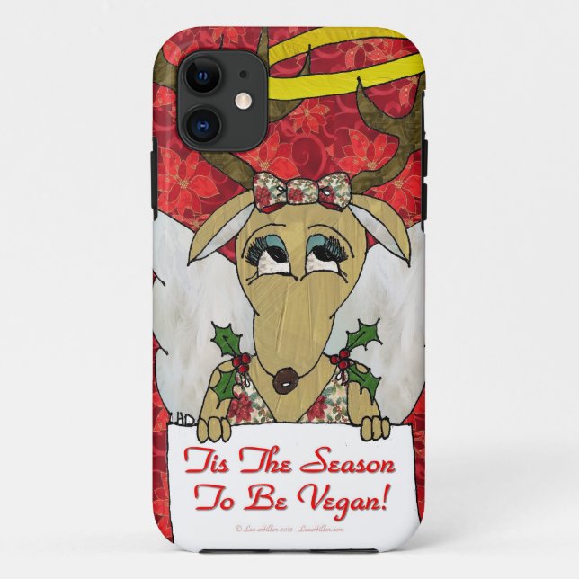 Reindeer Angel Tis The Season to Be Vegan Case-Mate iPhone Case (Back)