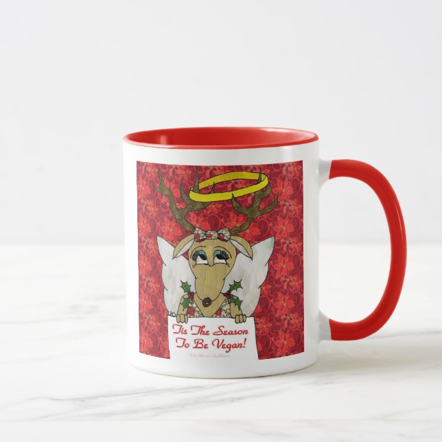 Reindeer Angel Tis The Season to Be Vegan Mug (Right)
