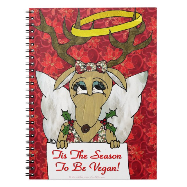 Reindeer Angel Tis The Season to Be Vegan Notebook (Front)