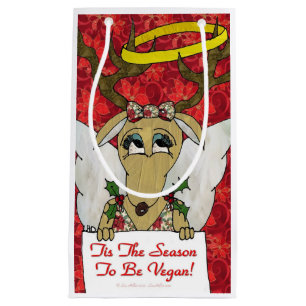 Reindeer Angel Tis The Season to Be Vegan Small Gift Bag