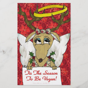 Reindeer Angel Tis The Season to Be Vegan Stationery