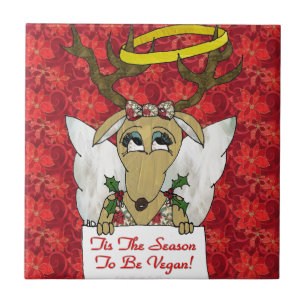 Reindeer Angel Tis The Season to Be Vegan Tile