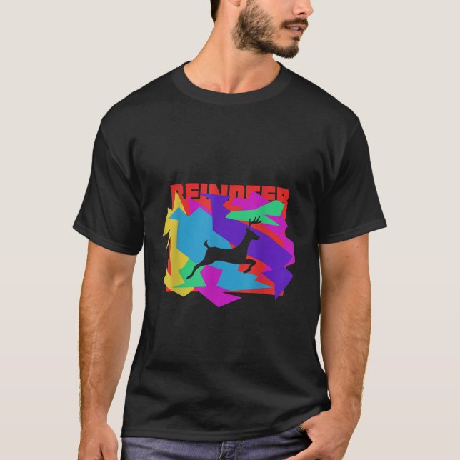Reindeer Animal Mosaik Puzzle  T-Shirt (Front)