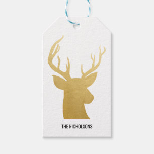 Reindeer   Antler   Faux Gold Foil   Holiday Gift Tags