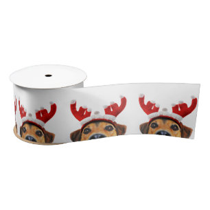 Reindeer Antler Headband Cute Funny Dog Christmas Satin Ribbon