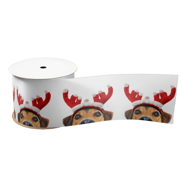 Reindeer Antler Headband Cute Funny Dog Christmas Satin Ribbon (Spool)