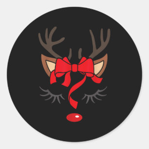 Reindeer Antlers Christmas Outfit Women Girls Kids Classic Round Sticker