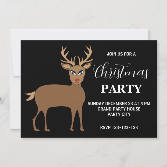 Reindeer Antlers Christmas Party Holiday Invitation (Front)