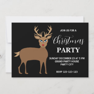 Reindeer Antlers Christmas Party Holiday Invitation