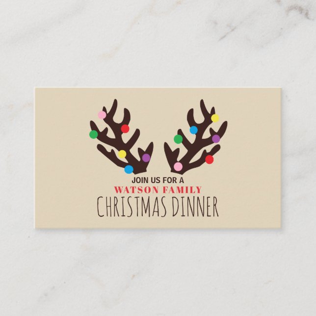 Reindeer Antlers, Christmas Party Ticket Invite (Front)