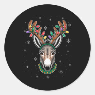 Reindeer Antlers Cute Christmas Animal Xmas Kids  Classic Round Sticker