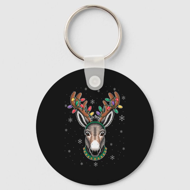 Reindeer Antlers Cute Christmas Animal Xmas Kids  Key Ring (Front)