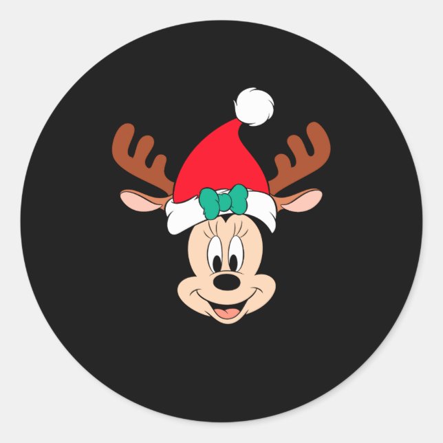 Reindeer Antlers Santa Hat  Classic Round Sticker (Front)