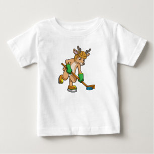 Reindeer at Ice hockey with Hockey stick Baby T-Shirt