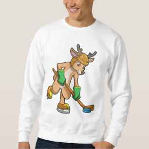 Reindeer at Ice hockey with Hockey stick Sweatshirt