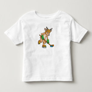 Reindeer at Ice hockey with Hockey stick Toddler T-Shirt