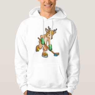 Reindeer at Ice hockey with Ice hockey stick Hoodie