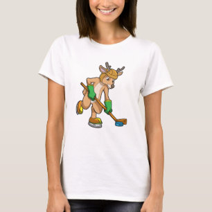 Reindeer at Ice hockey with Ice hockey stick T-Shirt