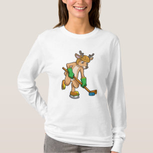 Reindeer at Ice hockey with Ice hockey stick T-Shirt