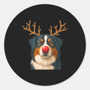 Reindeer Australian Shepherd Christmas Aussie Dog Classic Round Sticker