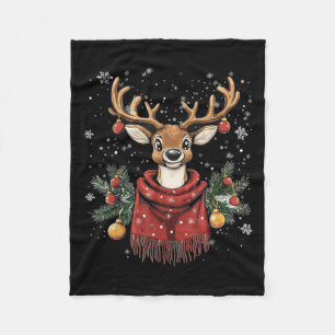 Reindeer Baby Deer Funny Christmas Tree Xmas Fleece Blanket