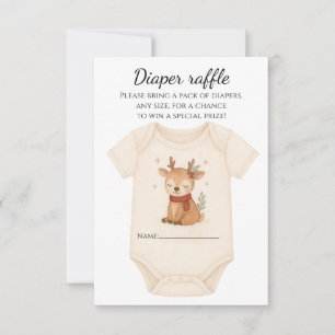 Reindeer Baby Shower Diaper Raffle RSVP Card