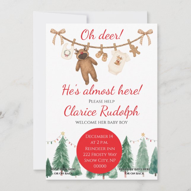 Reindeer Baby Shower Invitation (Front)