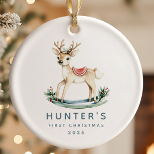 Reindeer Baby's First Christmas Ceramic Tree Decoration