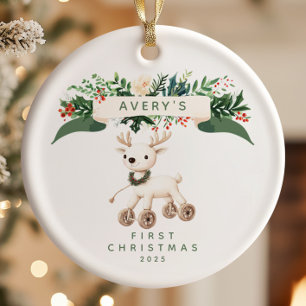 Reindeer  Baby's First Christmas  Ceramic Tree Decoration