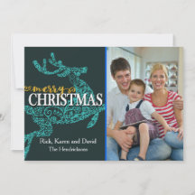 Reindeer Background Christmas Photo Card