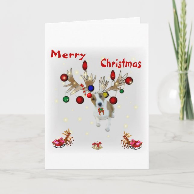 reindeer Basenji Christmas card (Front)