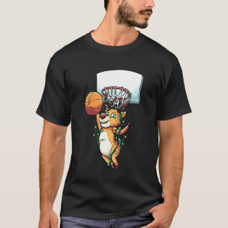 Reindeer Basketball Holiday Christmas Sports Fans T-Shirt