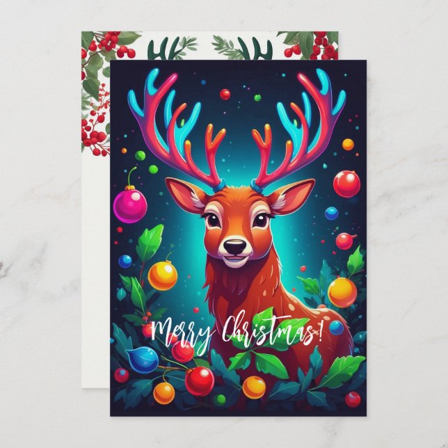 "Reindeer & Baubles" Christmas Card (Front/Back)