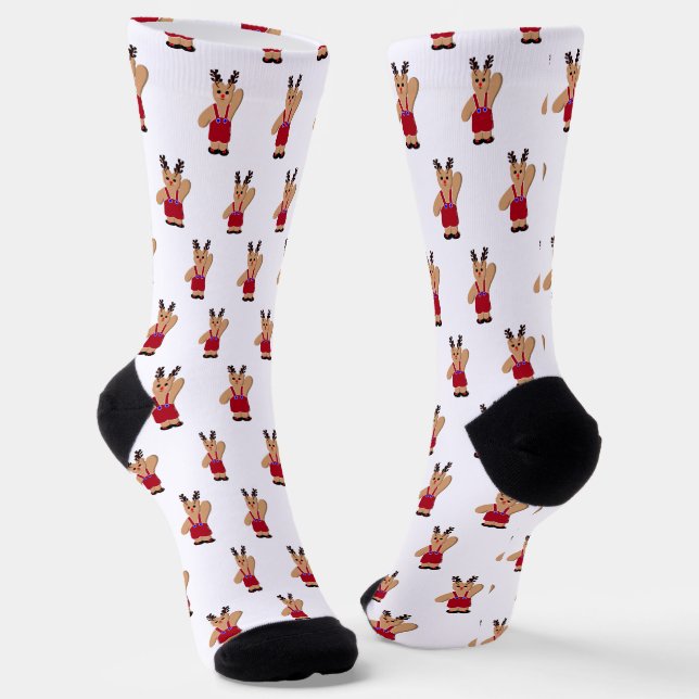 Reindeer Bear Christmas Socks (Angled)