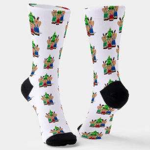 Reindeer Bear Family Christmas Socks