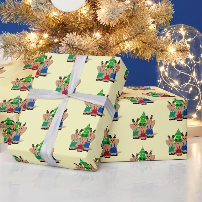 Reindeer Bear Family Christmas Wrapping Paper (Holidays)