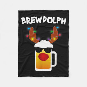 Reindeer Beer Rudolph Brewdolph Funny Christmas Fleece Blanket