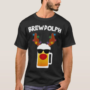 Reindeer Beer Rudolph Brewdolph Funny Christmas T-Shirt