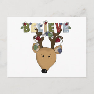 Reindeer Believe Holiday Tshirts and Gifts Postcard